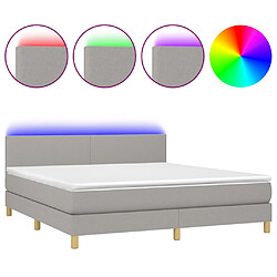 vidaXL Sommier à lattes de lit matelas LED Gris clair 160x200 cm Tissu