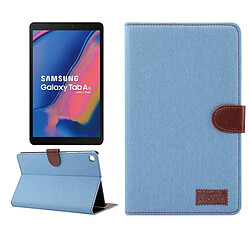 Wewoo Housse Coque Étui de protection en cuir à rabat horizontal PC Texture Denim pour Galaxy Tab A 8 2019 P200 / P205avec porte-cartes et porte-cartesportefeuille et cadre photo Bleu