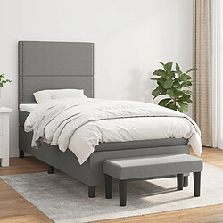 Maison Chic Structures de lit + matelas,Lit à sommier tapissier et matelas pour Chambre Gris foncé 90x190 cm Tissu -MN64547