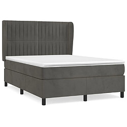 Maison Chic Lit Adulte - Lit simple Lit à sommier tapissier et matelas moelleux - Meuble de Chambre - Gris foncé 140x190cm Velours -MN78897