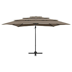 Helloshop26 Parasol à 4 niveaux avec mât en aluminium 250 x 250 cm taupe 02_0008794 pas cher