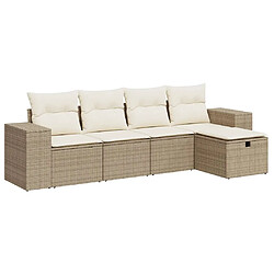 vidaXL Salon de jardin avec coussins 5 pcs beige résine tressée