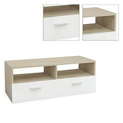 ML-Design Meuble bas TV en agglomeré MDF buffet blanc/naturel matériel montage 95x36x35 cm