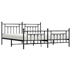 Acheter Maison Chic Lit adulte - Lit simple Cadre de lit métal avec tête de lit/pied de lit,Structure du lit Contemporain pour chambre noir 200x200 cm -MN17861