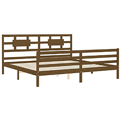 Maison Chic Lit adulte - Cadre Structure de lit avec tête de lit Contemporain marron miel 200x200cm bois massif -MN43867 pas cher