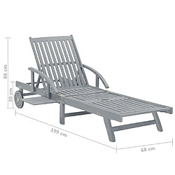 vidaXL Chaise longue de jardin Gris Bois d'acacia solide pas cher