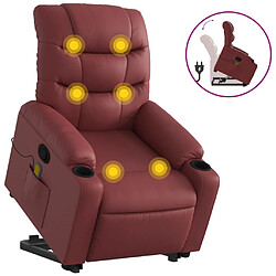 vidaXL Fauteuil inclinable de massage Rouge bordeaux Similicuir