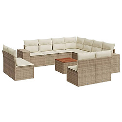 Maison Chic Salon de jardin avec coussins 12 pcs | Ensemble de Table et chaises | Mobilier d'Extérieur beige résine tressée -GKD94357