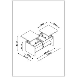 Avis Table Basse ELSA - 2 plateaux relevables - Décor chene - L 100 x P 50 x H 44 cm