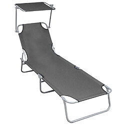 vidaXL Chaise longue pliable avec auvent Gris Aluminium