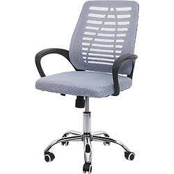 Decoshop26 Chaise de bureau sur roulette dossier ergonomique revêtement en maille tissu/textile gris BUR04125