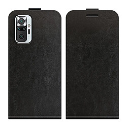 Etui en PU Flip vertical Crazy Horse avec porte-carte noir pour votre Xiaomi Redmi Note 10 Pro