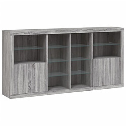 Avis Maison Chic Commode Buffet - Meuble de rangement avec lumières LED sonoma gris 202x37x100 cm -GKD91525