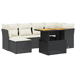 Maison Chic Ensemble Tables et chaises d'extérieur 7pcs avec coussins,Salon de jardin noir résine tressée -GKD292761