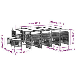 Acheter vidaXL Ensemble à manger de jardin et coussins 13 pcs mélange beige