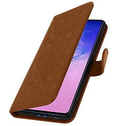 Avizar Étui pour Samsung Galaxy S10 Lite Clapet Portefeuille Support Vidéo Marron