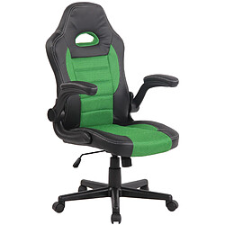 Decoshop26 Fauteuil de bureau accoudoirs rabattables rembourrage épais en PVC et tissu mesh vert 10_0002509