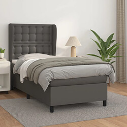 vidaXL Sommier à lattes de lit avec matelas Gris 90x190 cm Similicuir