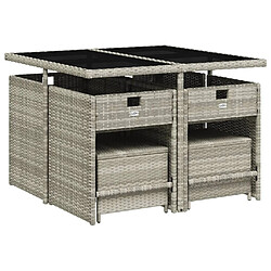 Avis Maison Chic Ensemble à manger d'extérieur 9 pcs avec coussins,Salon de jardin,Mobilier de jardin gris clair rotin -GKD207225