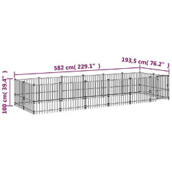 vidaXL Chenil d'extérieur pour chiens Acier 11,26 m² pas cher