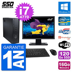 PC Dell T1700 SFF Ecran 22" Intel i7-4770 RAM 16Go SSD 120Go Windows 10 Wifi - Occasion