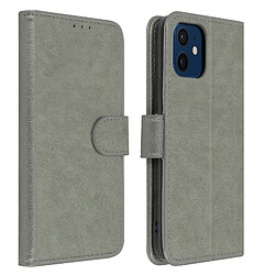 Avizar Étui pour Apple iPhone 12 Mini Clapet Portefeuille Fonction Support Vidéo Gris