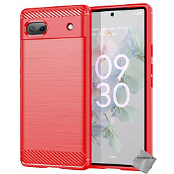 Htdmobiles Coque pour Google Pixel 6a 5G - housse etui silicone gel carbone + film ecran - ROUGE