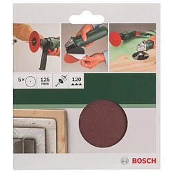 Bosch 2609256B51 Disques abrasifs papier pour Ponceuses à serrer trou central Diamètre 125 Grain 120 Lot de 5 feuilles