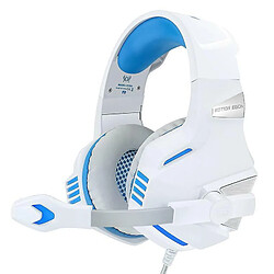 Chrono Casque de jeu pour Xbox One, PS4, PC, casque de jeu supra-auriculaire avec micro à réduction de bruit, lumière LED, surround de basses stéréo, cache-oreilles à mémoire douce pour téléphone intelligent, ordinateurs portables(Blanc) 