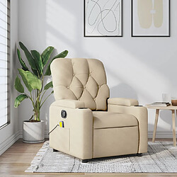 vidaXL Fauteuil de massage inclinable Crème Tissu