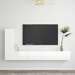 vidaXL Ensemble de meuble TV 3 pcs Blanc brillant Bois d'ingénierie