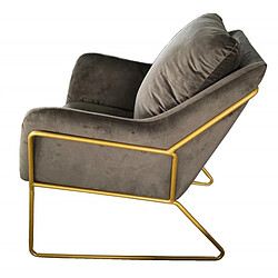 Mathi Design GOLDEN - Fauteuil velours gris et métal doré pas cher