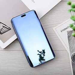 Wewoo Coque Etui en cuir pour miroir OnePlus 6 avec support bleu