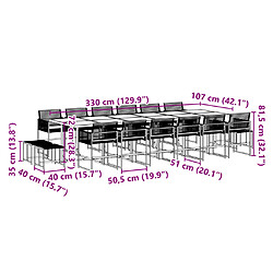 vidaXL Ensemble à manger de jardin 17 pcs noir résine tressée pas cher