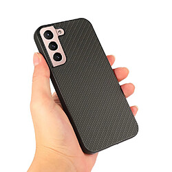 Coque en TPU + PU texture en fibre de carbone noir pour votre Samsung Galaxy S22