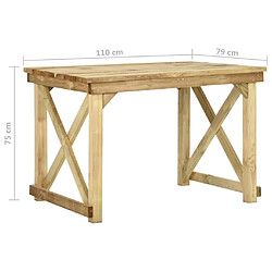 vidaXL Table de jardin 110x79x75 cm Bois de pin imprégné pas cher