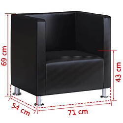 vidaXL Fauteuil cube noir similicuir pas cher