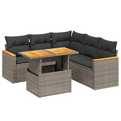 vidaXL Salon de jardin 6 pcs avec coussins gris résine tressée