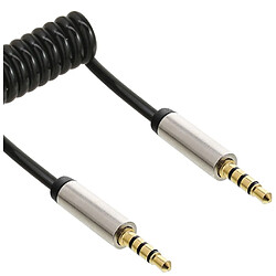 Câble spiral audio InLine® Slim Audio 3.5 mm mâle à mâle 4 broches stéréo 2 m