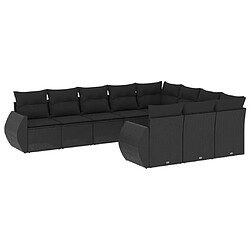 Maison Chic Salon de jardin 10 pcs avec coussins | Ensemble de Table et chaises | Mobilier d'Extérieur noir résine tressée -GKD95138