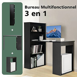 Avis Helloshop26 Bureau d'ordinateur réversible avec bibliothèque poste de travail moderne avec étagères de rangement à 6 niveaux assemblage facile noir 20_0007988