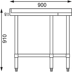 Table Inox d'Angle avec Etagère Basse - Profondeur 700 - Vogue