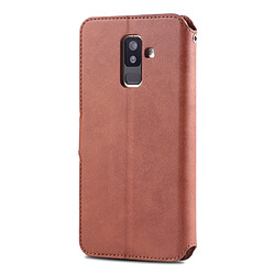 Avis Wewoo Housse Coque Pour Galaxy A6 Plus 2018 AZNS Étui en cuir PU avec texture de mollet et rabat horizontal porte-carte et fentes carte et cadre photo Marron