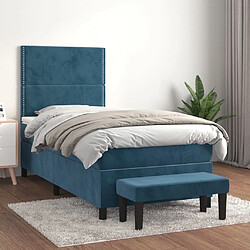 Maison Chic Lit adulte- Lit + matelas,Sommier à lattes de lit avec matelas Bleu foncé 90x190 cm -GKD66353