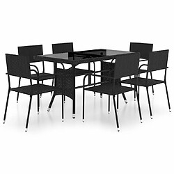 Salle à dîner de jardin 7 pcs,Table et chaise à manger Résine tressée Noir -MN69222