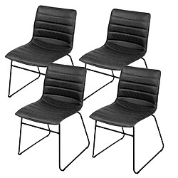 Toilinux Lot de 4 Chaises design industriel Brooklyn - Noir