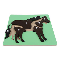 Montessori Animaux en bois Jigsaw Puzzle Panel Enfants Bébé Jouets Cheval