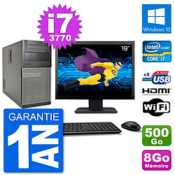 PC Dell 3010 MT Ecran 19" i7-3770 RAM 8Go Disque Dur 500Go HDMI Windows 10 Wifi - Occasion