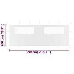 Avis vidaXL Paroi latérale de belvédère avec fenêtres 6x2 m Blanc