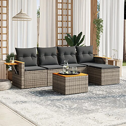 Maison Chic Salon de jardin 6 pcs avec coussins | Ensemble de Table et chaises | Mobilier d'Extérieur gris résine tressée -GKD65825